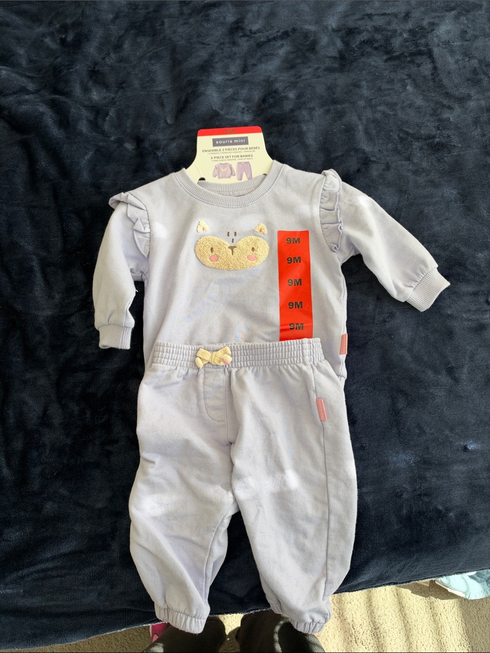 Lilac Baby Two-Piece Set with Kitty Applique